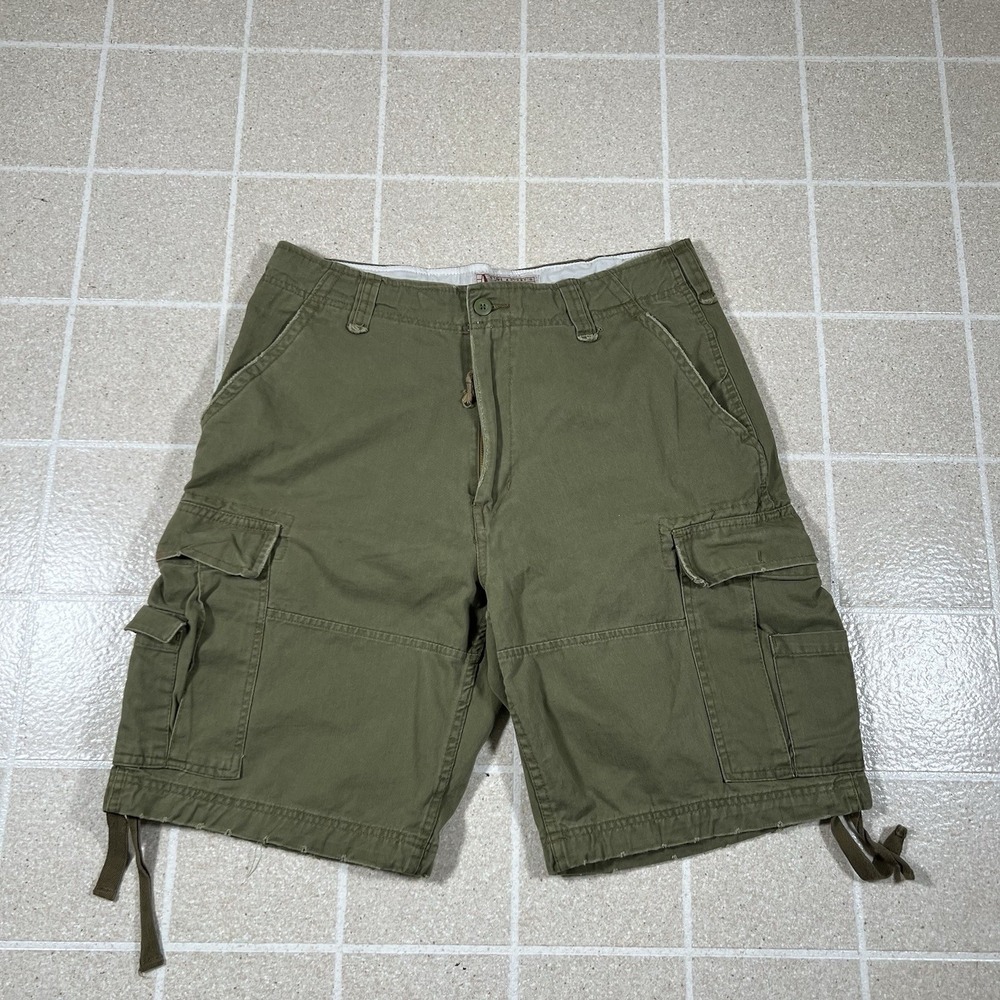 Vintage Y2K Steve And Barry's Military Cargo Shorts Green Paratrooper Size 34